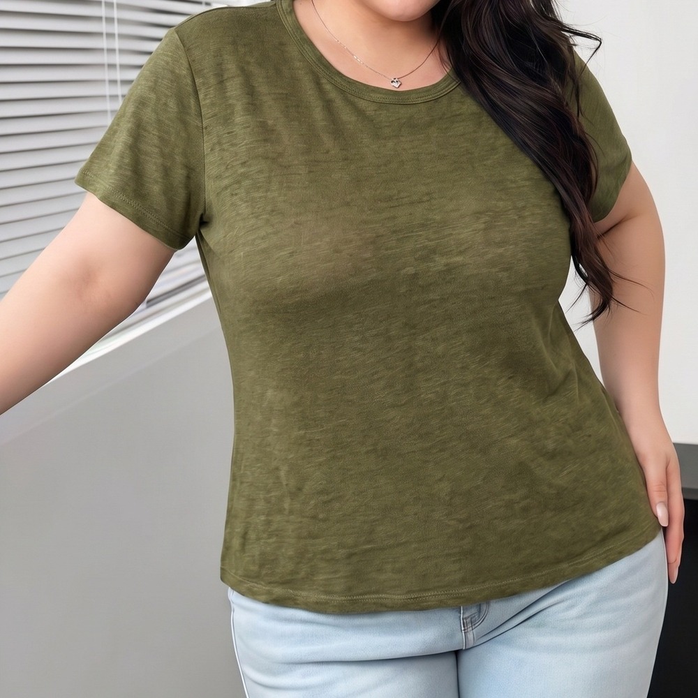 Soldout NYC Olive Green Linen Short Sleeve Casual Slub The Perfect Tee Small